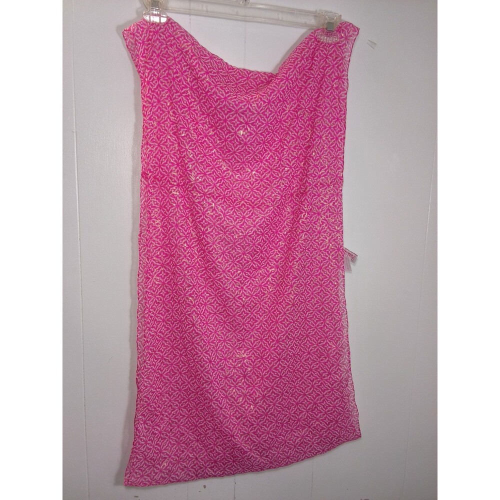 Just Be Pink Infinity Scarf Gold Foil Cross Pattern Sheer Lightweight